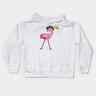 Flamingo with Hat & Feather Kids Hoodie